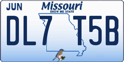 MO license plate DL7T5B