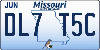 MO license plate DL7T5C