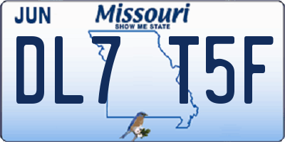 MO license plate DL7T5F