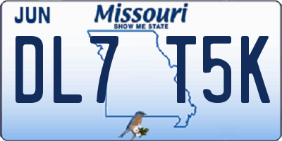 MO license plate DL7T5K