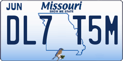 MO license plate DL7T5M