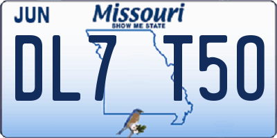 MO license plate DL7T5O