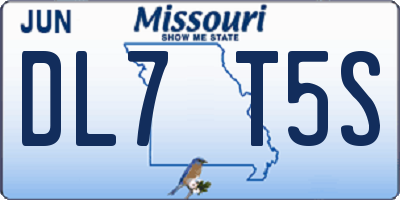 MO license plate DL7T5S