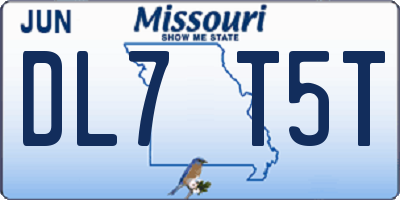 MO license plate DL7T5T