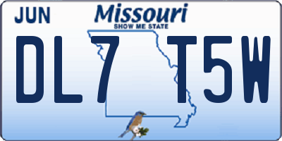 MO license plate DL7T5W