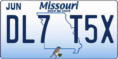 MO license plate DL7T5X