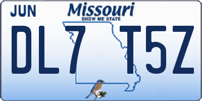 MO license plate DL7T5Z