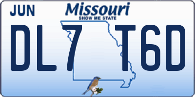 MO license plate DL7T6D