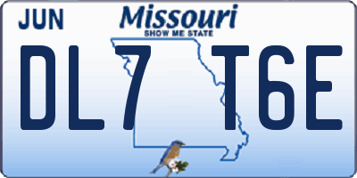 MO license plate DL7T6E