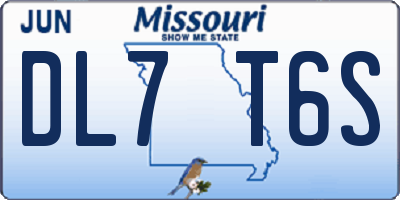 MO license plate DL7T6S