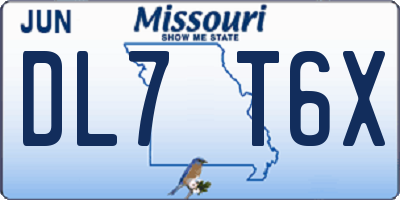 MO license plate DL7T6X