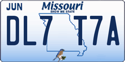 MO license plate DL7T7A