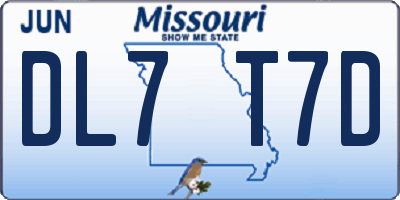 MO license plate DL7T7D