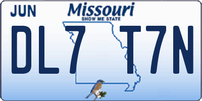 MO license plate DL7T7N