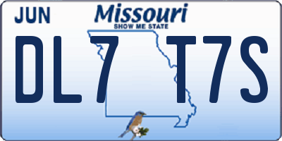 MO license plate DL7T7S
