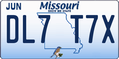 MO license plate DL7T7X