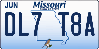 MO license plate DL7T8A