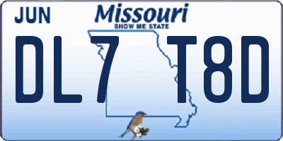 MO license plate DL7T8D