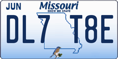 MO license plate DL7T8E
