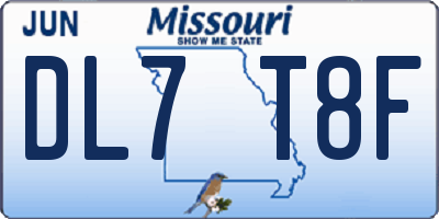 MO license plate DL7T8F