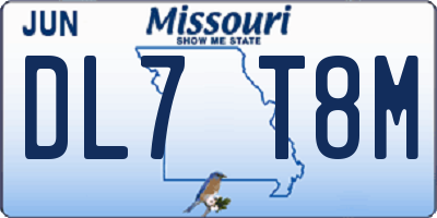 MO license plate DL7T8M