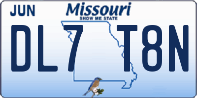 MO license plate DL7T8N