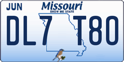 MO license plate DL7T8O