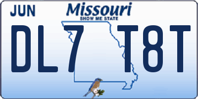 MO license plate DL7T8T