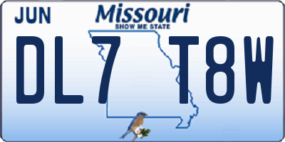 MO license plate DL7T8W