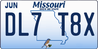 MO license plate DL7T8X