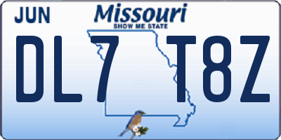 MO license plate DL7T8Z