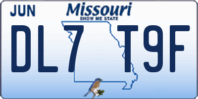 MO license plate DL7T9F