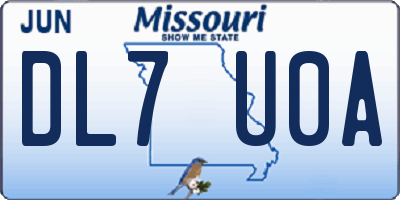 MO license plate DL7U0A