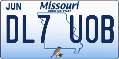 MO license plate DL7U0B