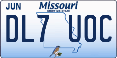 MO license plate DL7U0C