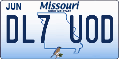 MO license plate DL7U0D