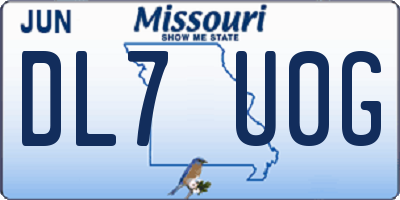 MO license plate DL7U0G