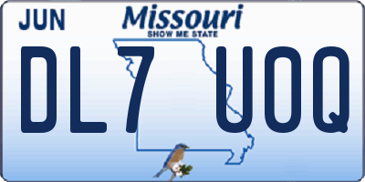 MO license plate DL7U0Q