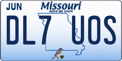 MO license plate DL7U0S
