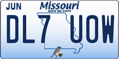 MO license plate DL7U0W