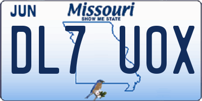MO license plate DL7U0X