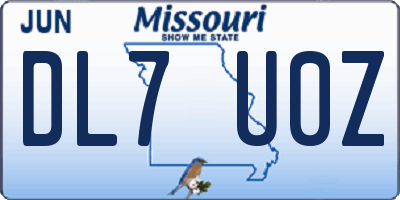 MO license plate DL7U0Z
