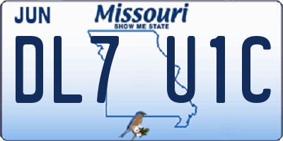 MO license plate DL7U1C