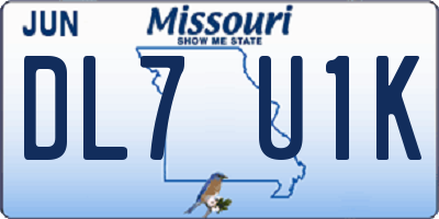 MO license plate DL7U1K
