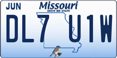 MO license plate DL7U1W