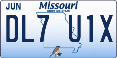MO license plate DL7U1X