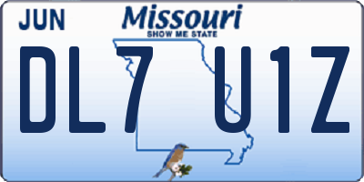 MO license plate DL7U1Z