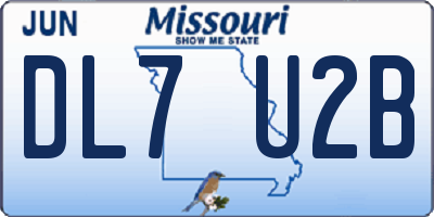 MO license plate DL7U2B