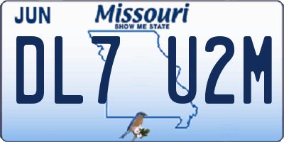 MO license plate DL7U2M