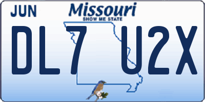 MO license plate DL7U2X